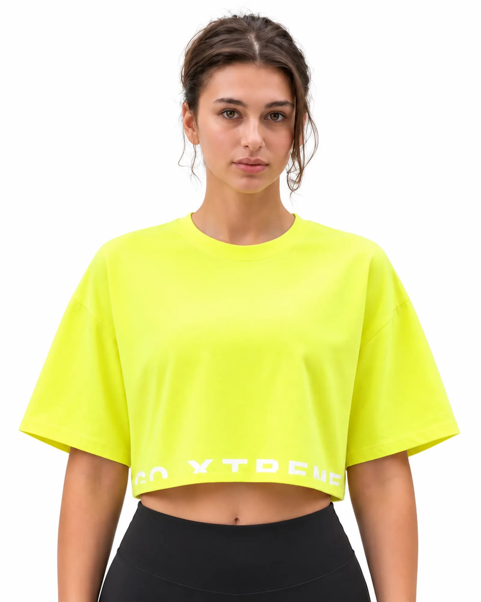 Boxy Crop Tee in Lime Yellow
