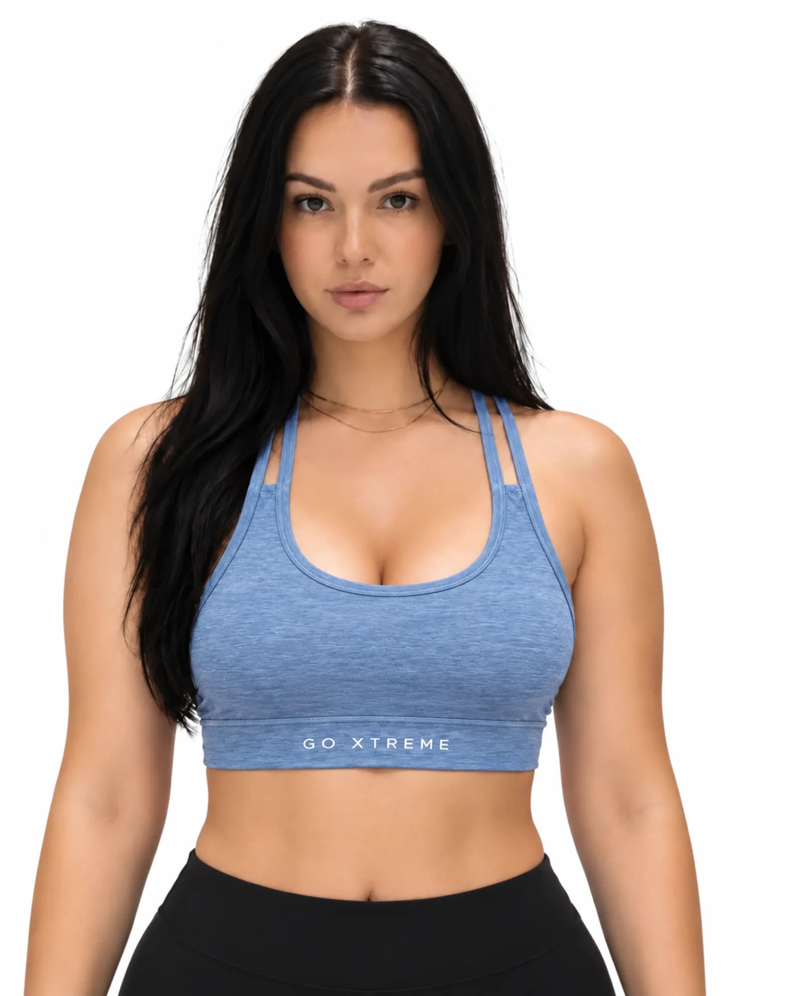 Sculpt Cross-Back Sports Crop in Steel Blue