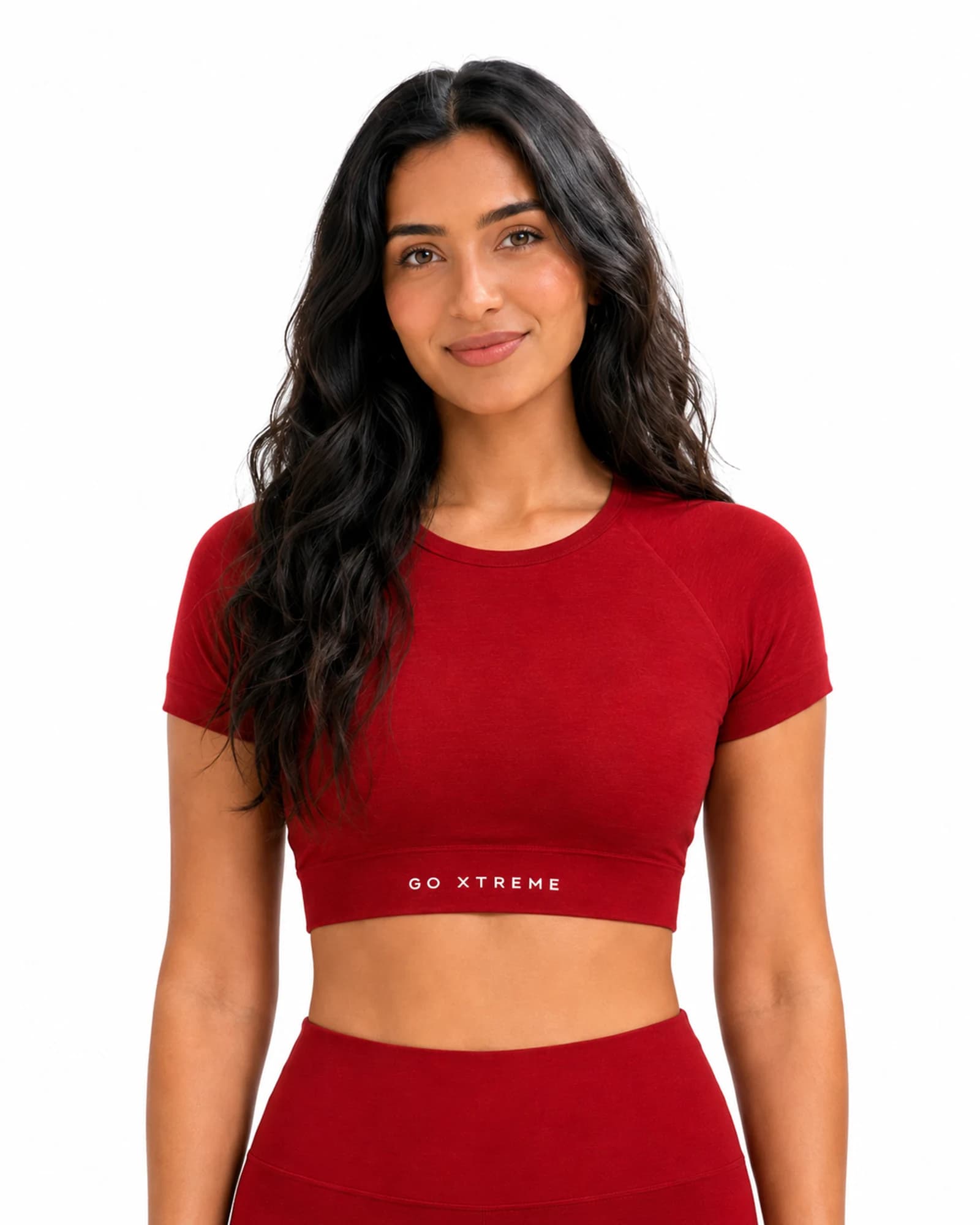Sculpt Raglan Crop Tee in Maroon