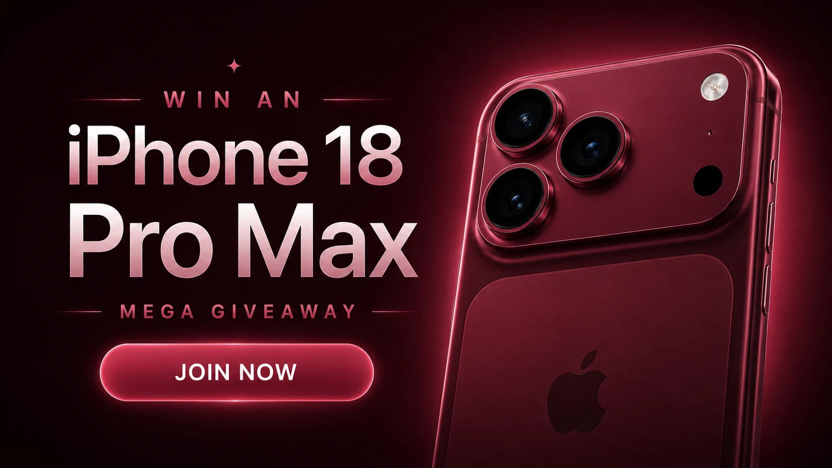 An iPhone 18 Pro Max in red, lit against a dark background